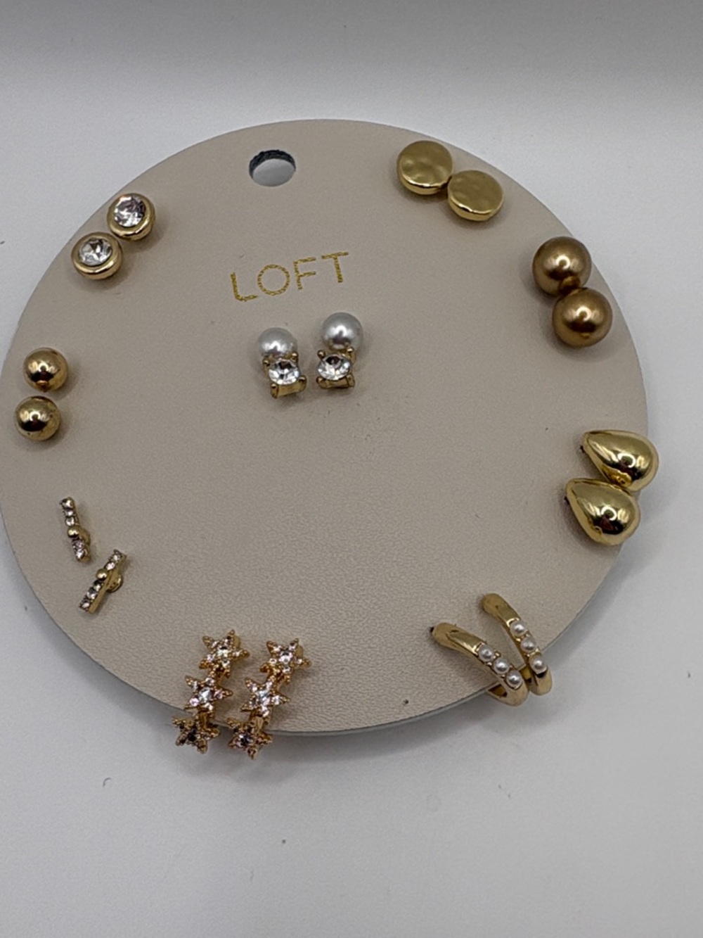 LOFT Gold-Tone Mixed Stud & Hoop Earring Set with Pearls and Crystals
